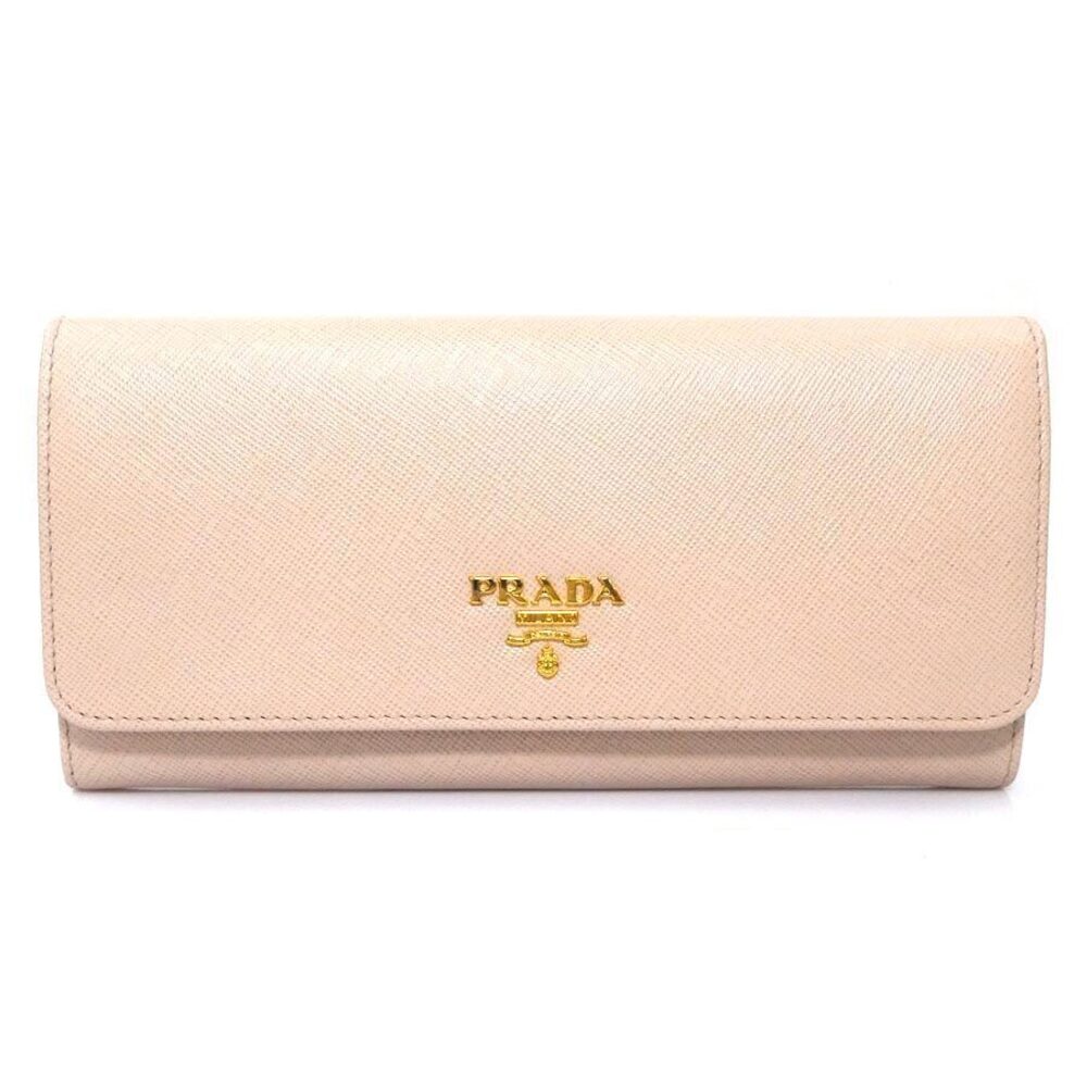 Prada Bi fold Long Wallet Leather Pink